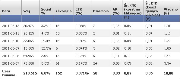 kampania na Facebooku - raport